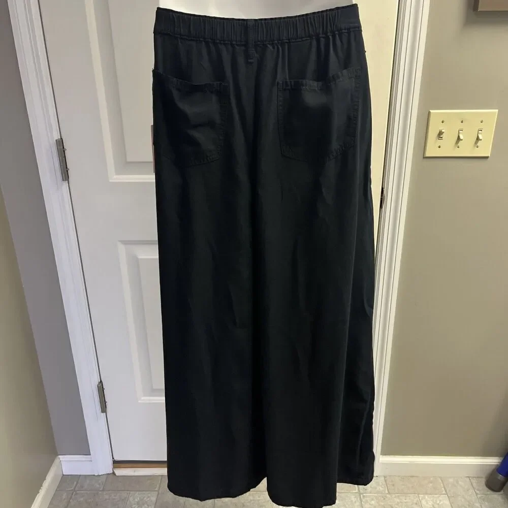 NYDJ Over-dye Black Lift Tuck Technology Maxi Skirt Black Elastic Waist- Large